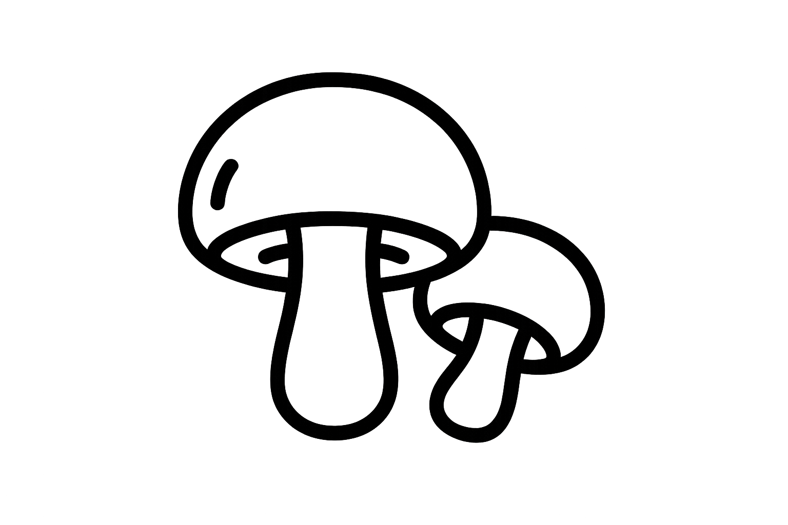 Selecting whole, healthy, high quality fruiting body, 100% organic, cleaned, and finely milled. I want the icon to be transparant, just black and white, lucide like so simple and minimalistic